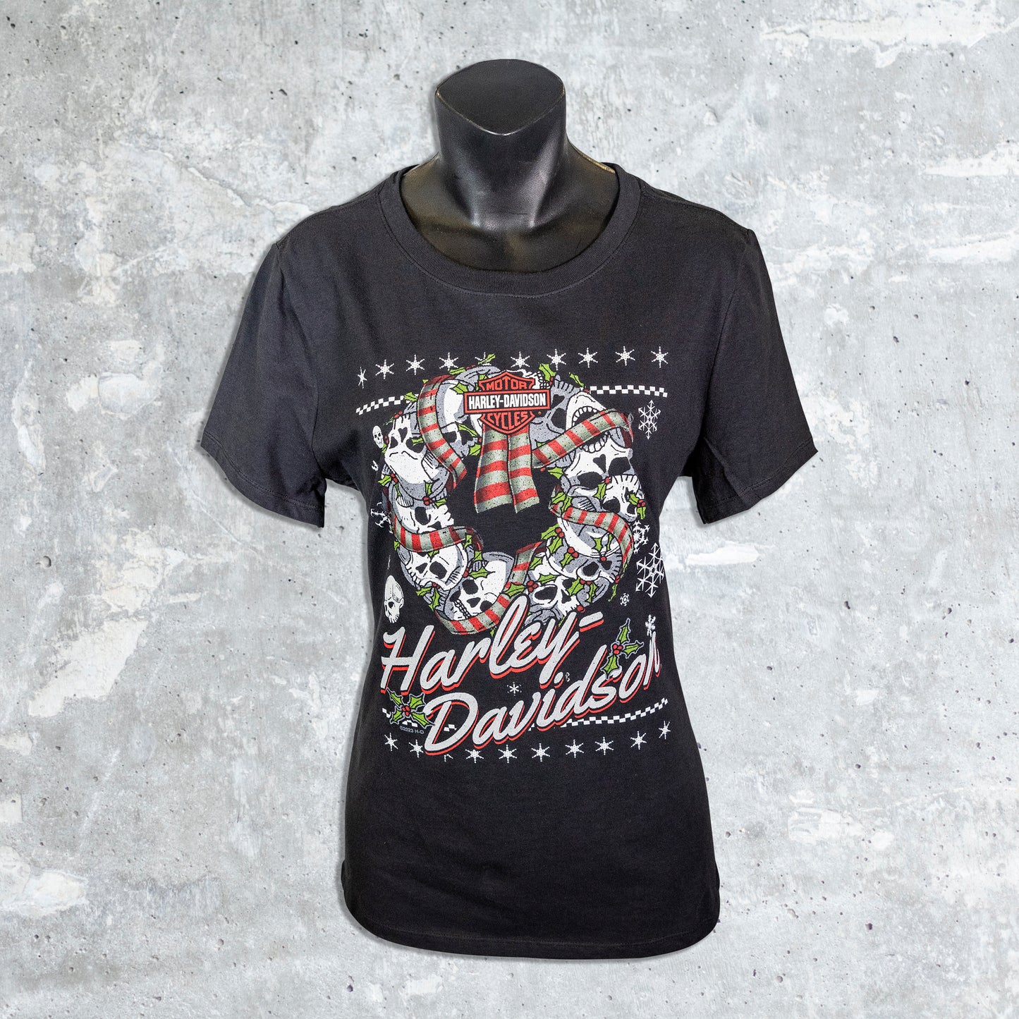 Wildfire Harley Davidson- Wreath Ladies Black T-Shirt