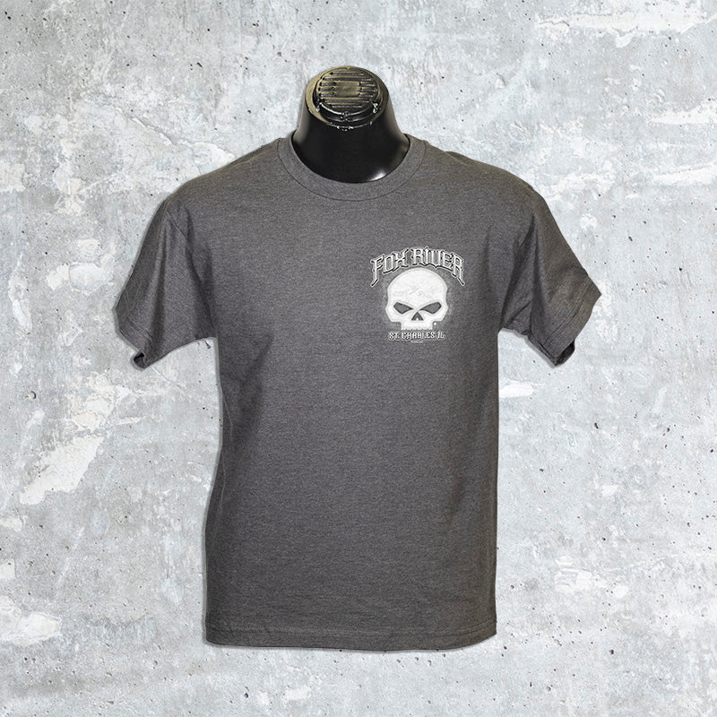 Fox River Harley Davidson Custom Skull Tee Grey The Shirt Shop