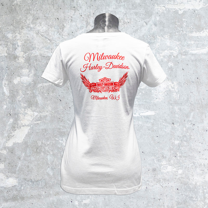 Milwaukee Harley Davidson-White Free Spirit Shirt