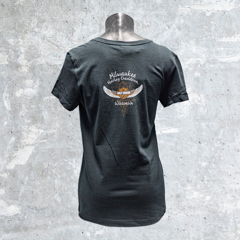 Milwaukee Harley Davidson Black Tee with Down H-D Banner