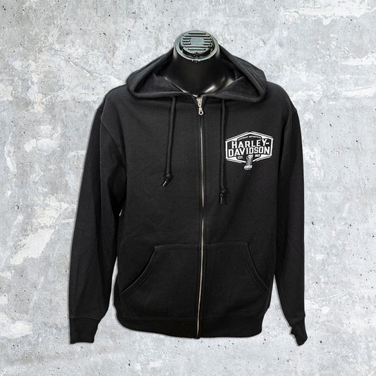 Wild Fire Harley Davidson- Black Zip Up Hooded Sweatshirt with Al Capone.