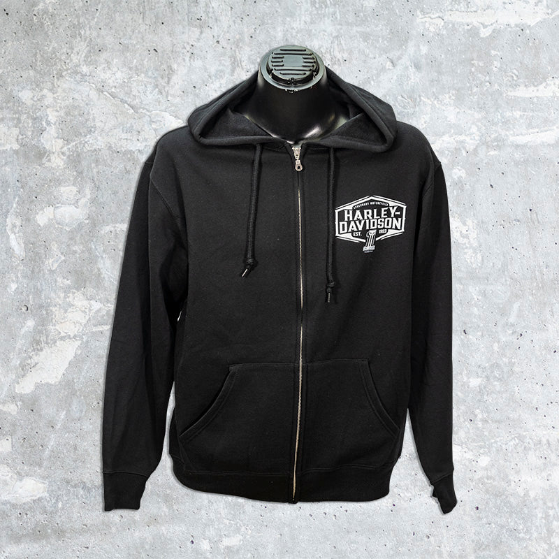 Wild Fire Harley Davidson- Black Zip Up Hooded Sweatshirt with Al Capone.