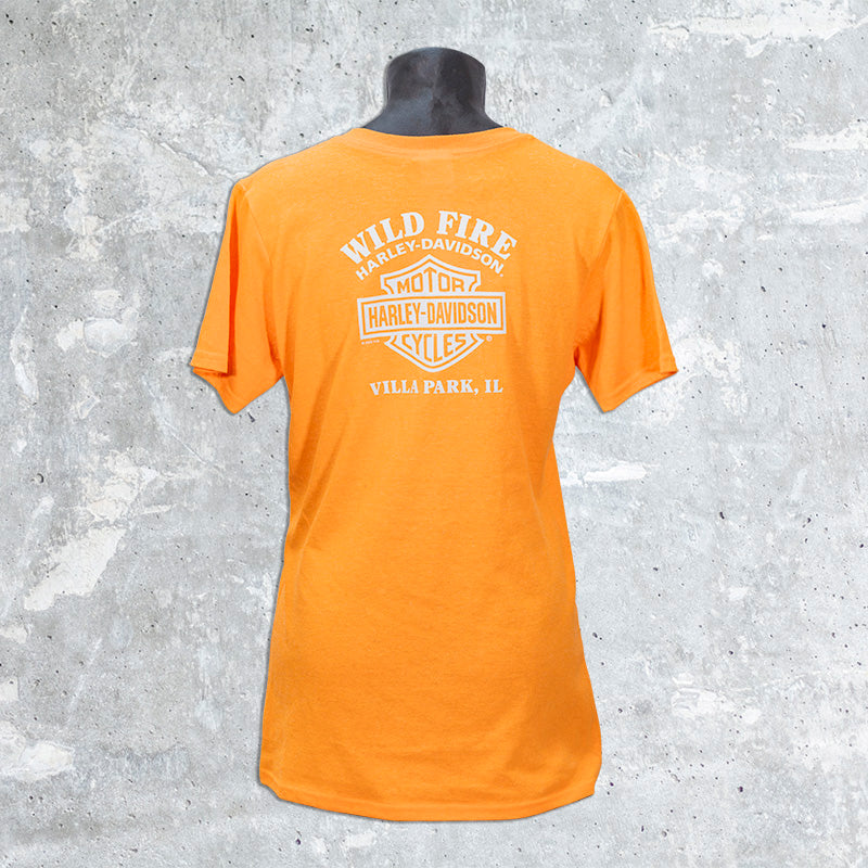 Wild Fire Harley Davidson- Women's Neon Orange T-Shirt