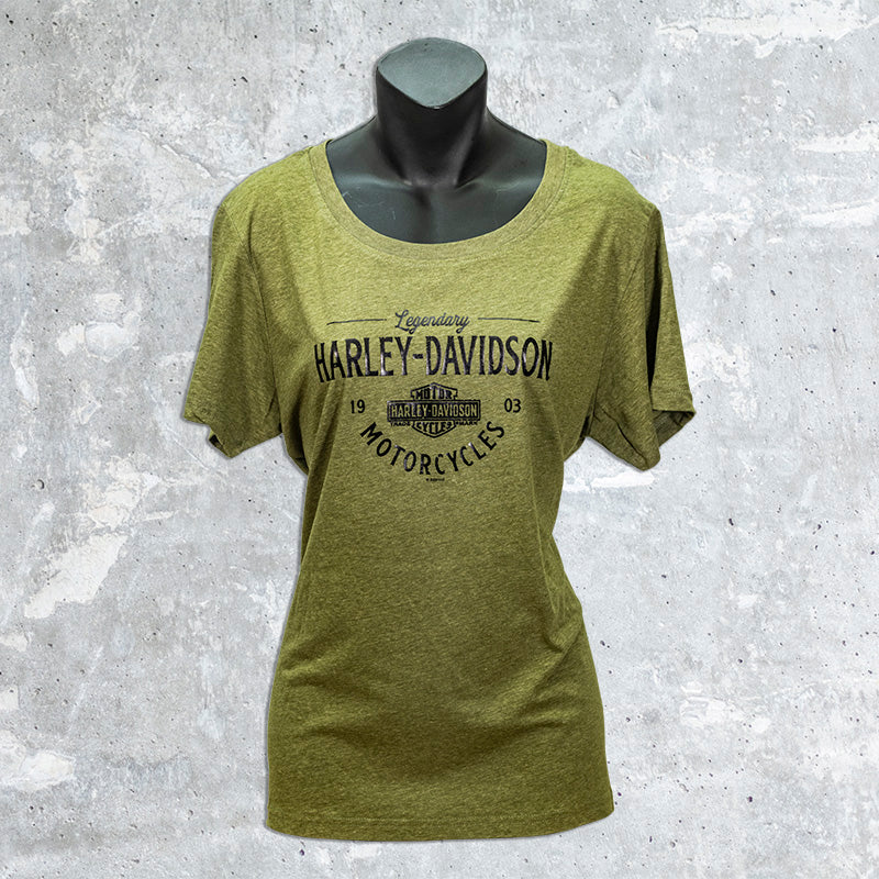 Wild Fire Harley Davidson- Olive Green Legendary Motorcycles with Bar and Shield