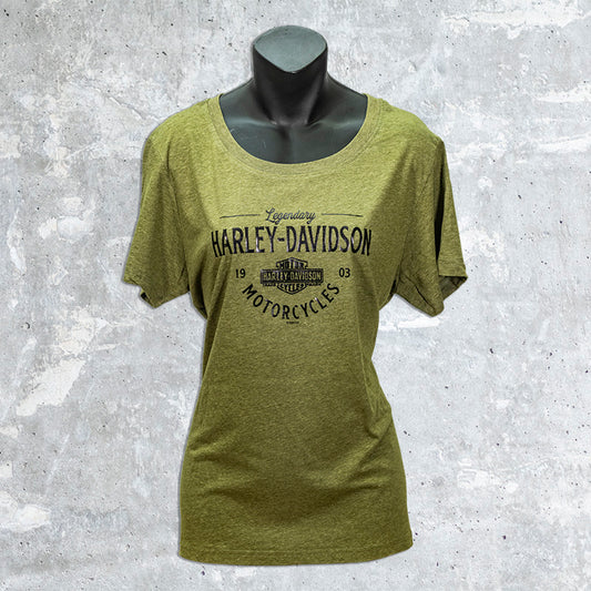 Wild Fire Harley Davidson- Olive Green Legendary Motorcycles with Bar and Shield