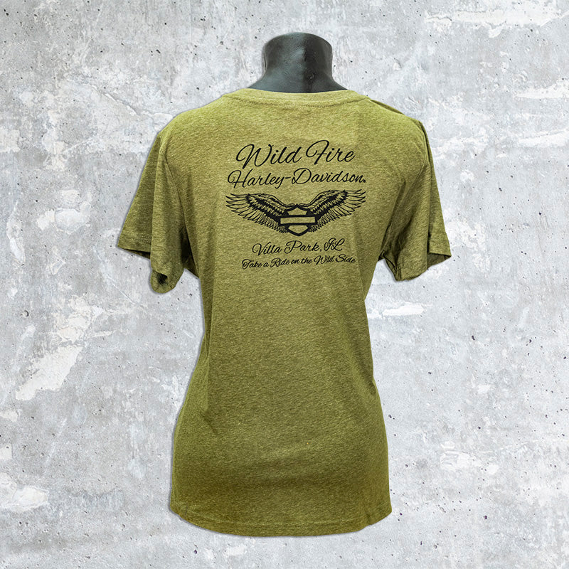 Wild Fire Harley Davidson- Olive Green Legendary Motorcycles with Bar and Shield