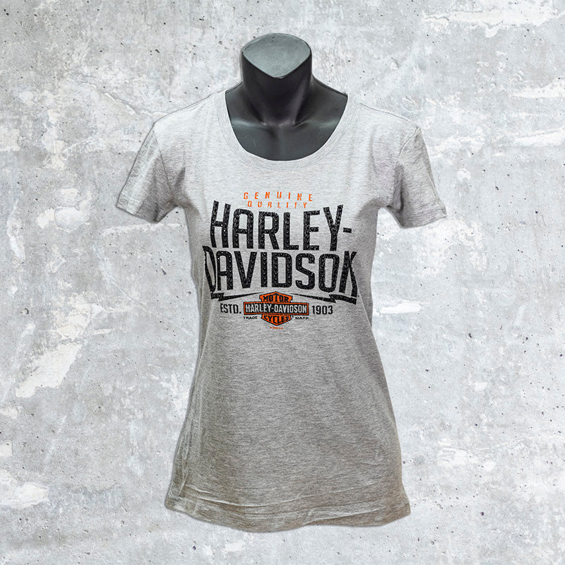 Wild Fire Harley Davidson-Women's Gray Short Sleeve Shirt