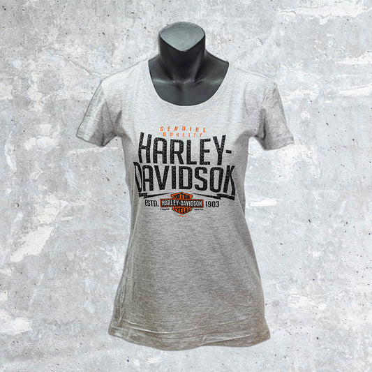Wild Fire Harley Davidson-Women's Gray Short Sleeve Shirt