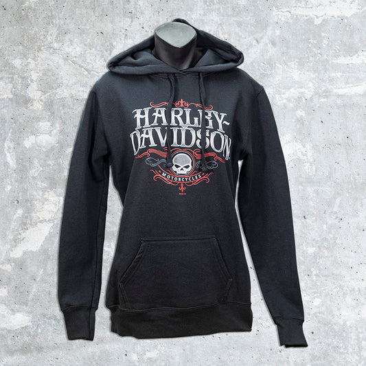 Wildfire Harley Davidson-Women's Pull Over Hoodie with Accented Skull