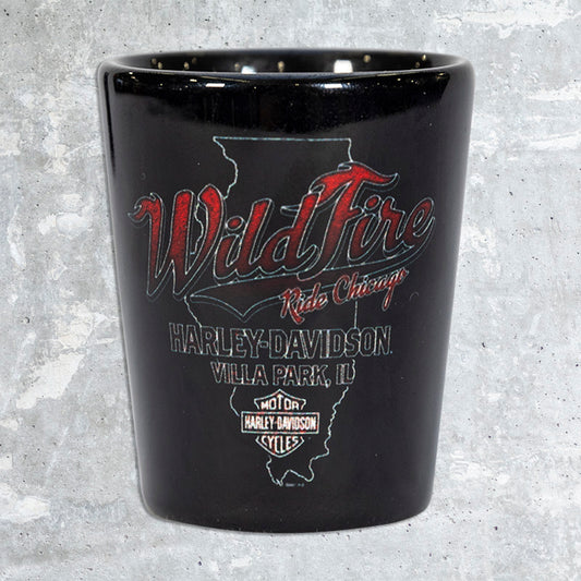 Wild Fire Harley Davidson- Short Black Shot Glass
