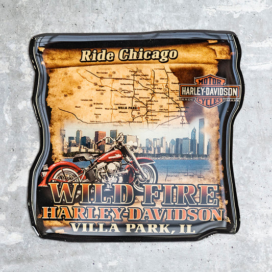 Wild Fire Harley Davidson- Map and Motorcycle Magnet