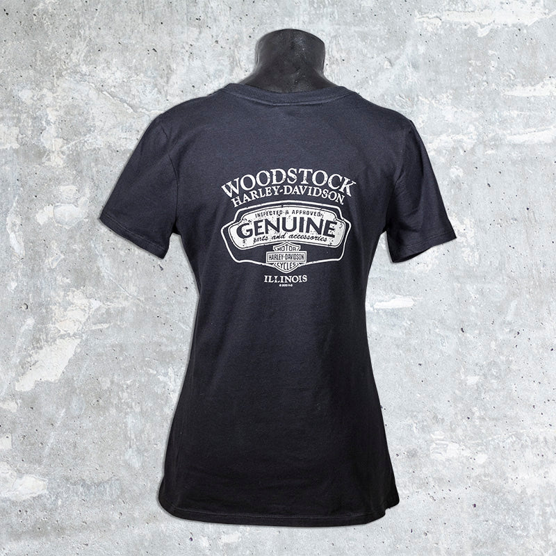 Woodstock Harley Davidson-Black Sunset Women's T-Shirt