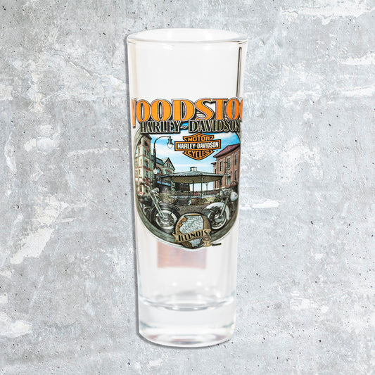 Woodstock Harley Davidson-Tall Clear Shot Glass